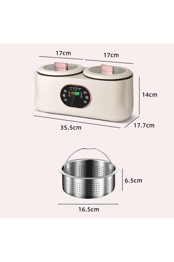 MACON Rice Cooker with Double Pots, 2L Multi-Function Rice Cooker, Electric