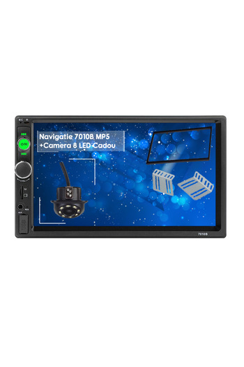 navi-it Navigatie MirrorLink MP5 Player Auto 7010B, Rama 2DIN, Suporti prindere, Camera marsarier Dop 8 LED,