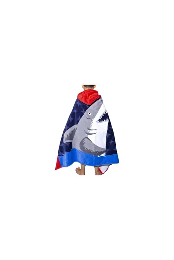 zzz sleep good sleeping !!! Children's Bath Towel Poncho, Multicolor, Fierce Shark Design, 120 x 60 cm