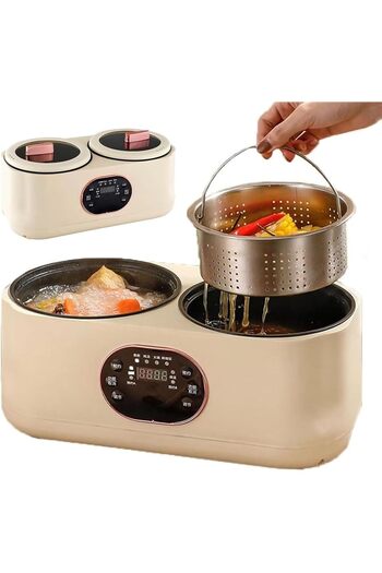 MACON Rice Cooker with Double Pots, 2L Multi-Function Rice Cooker, Electric
