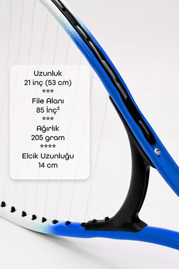 Telvesse 3lü SET Deluxe 21 İnç Çocuk Genç Tenis Raketi SETİ Çantalı Çocuk Tennis L2 53 cm Mavi 670