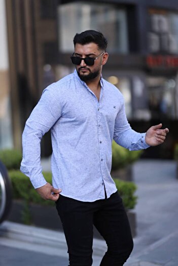 Klothy Чоловіча сорочка зі змішаного льону, slim fit, 2430