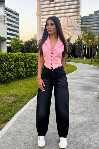 BİKELİFE Women's Street Style Loose Cut Wide Leg Baggy Jeans