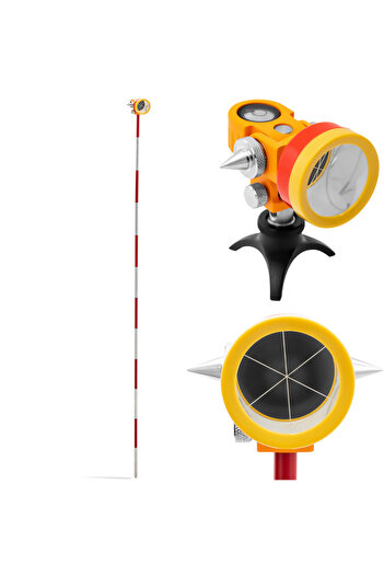 Steinberg Systems Mini pryzmat lustro dalmiercze geodezyjne z tyczką i podstawą srebrna powłoka śr. 3,6 cm 1,26 m