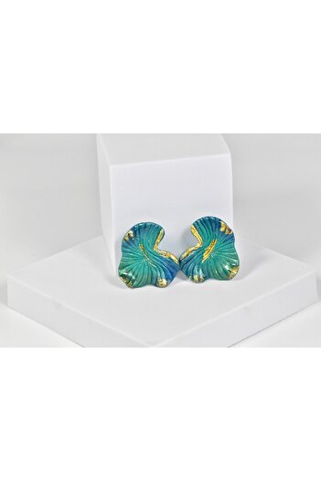 NARRU Handmade earrings, turquoise, blue and gold, uAntheia 1