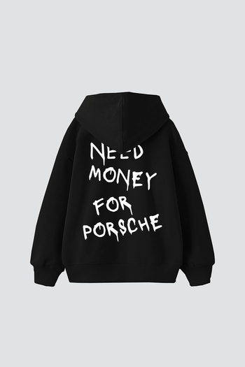 Sekizbiraltı Χρειάζεστε χρήματα για το Porsche Printed Oversize Unisex Black Hoodie