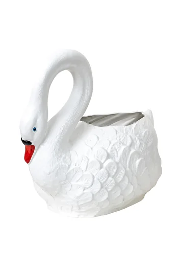 Z-Tools Plastic flower pot, white swan pattern, length 63 cm / EXT 6093