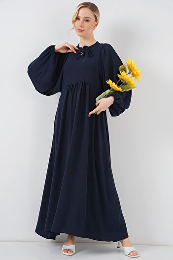 Bigdart Women's Balloon Sleeve Long Hijab Dress 2464 - F.Navy Blue