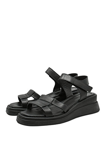 Anna Viotti black casual women's sandals, made of genuine leather