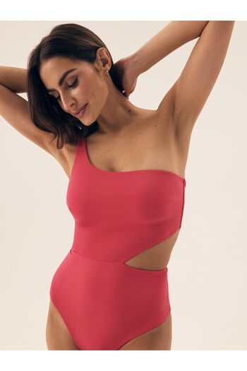 ESOTIQ Women's Swimsuit Monokini Asymmetrical One-Shoulder Waist Cut-Out Smooth Fabric | Firenze