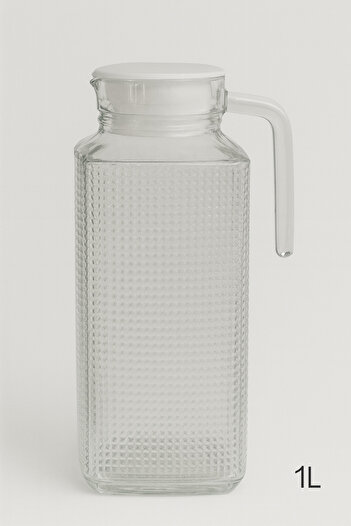 TSUMAB Green Apple 1.7L Textured Glass Pitcher with Lid