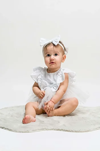 WECAN EXCLUSİVE Short Tulle Jumpsuit with Bow White