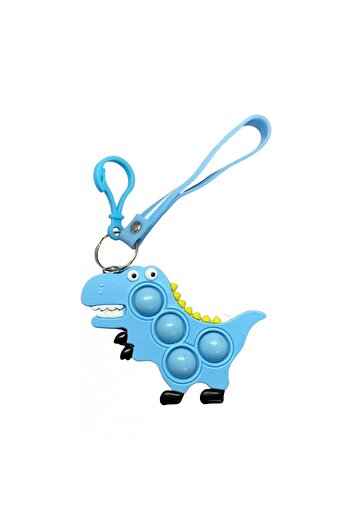 Teo Silicone stress reliever toy, Pop It Now and Flip It, Simple Dimple, Keychain, Dinosaur, Blue