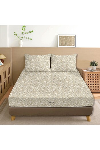 Evim Dalya 100% Cotton Double Fitted Sheet Set Beige - 160X200+30 cm
