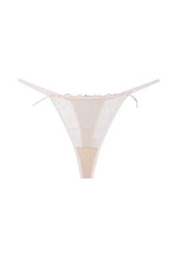 ESOTIQ Chiloți tanga sexy pentru femei, cu plasă brodată și panglici drăguțe | Batty