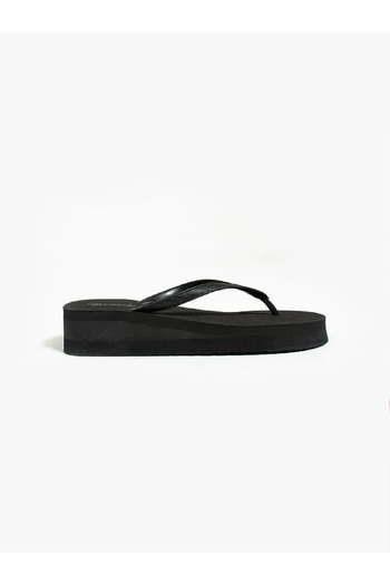 Asix Pamela Black Platform Flip Flops Pvc Non-Touching Pool Beach Slippers Flip Flops
