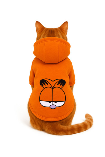 Buddy Store Cat Outfit Hooded Orange Sweatshirt Hoodie Garfield Printed Size S