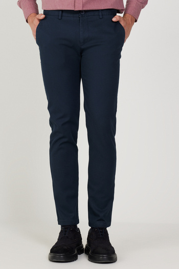 AC&Co / Altınyıldız Classics Men's Navy Blue Slim Fit Slim Fit Cotton Flexible Comfortable Dobby Trousers