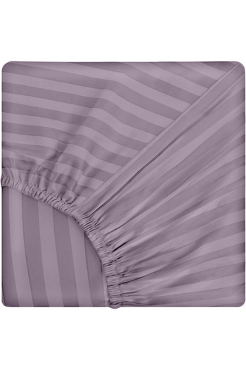 Five Store Single bed linen, elastic cover, Elegance, cotton damask, 1 cm stripe, lilac, 3 pieces