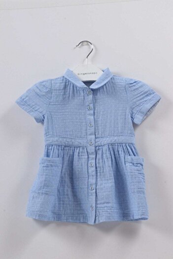 Gingersnaps Girls' Short Solid Dress with Pockets and Short Sleeves