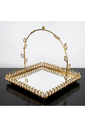Hinora Beaded Mirrored Square Large Presentation Basket 26X26X26Cm