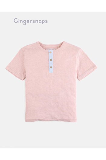 Gingersnaps Boys' Infant T-Shirt with Round Neck and Button Accents