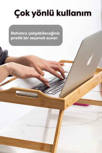 Perotti Katlanır Ayaklı Bambu Yatak Keyif Tepsisi (50cm*30cm), Portatif Tepsi