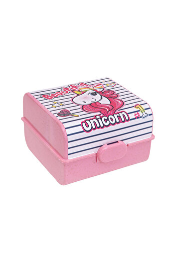 Herevin Unicorn Printed Pink Lunch Box – Polypropylene (PP) Food Container with Snap Lock Lid, 860ml