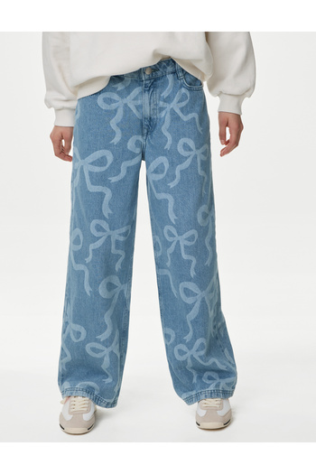 Marks & Spencer Denim Wide Leg Desenli Jean Pantolon (6-16 Yaş)