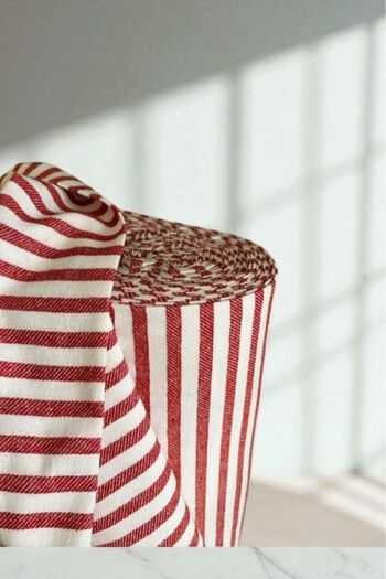 Shulet Collection Striped Linen Fabric - Red Washed Striped Linen 100x230 cm