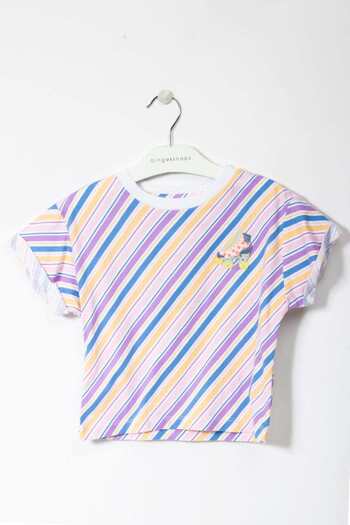 Gingersnaps Girls' Short Sleeve Wavy Striped T-Shirt