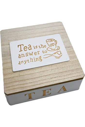 Generic Wood Tea Storage Box, Teabag Storing 9 Compartments Wooden Tea Box Hinged Wooden Lid