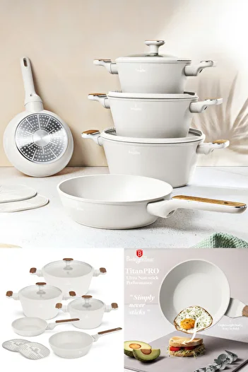 Berlinger Haus 10 Pcs Titanium Cookware Set Nonstick Sahara Nordic Collection Turboinduction All Stoves New