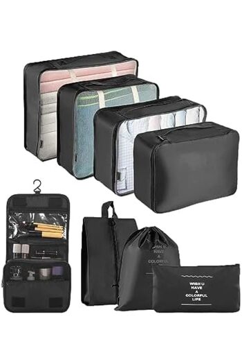 LIODUX Super Paraline 8 Pcs Set Travel Luggage Organizer Packing Cubes Waterproof Laundry Bag Compression S