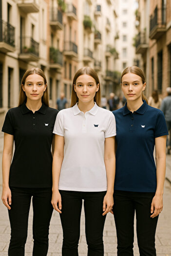 comstar Women's Summer 3 Pack Short Sleeve Tight Polo Neck T-Shirt