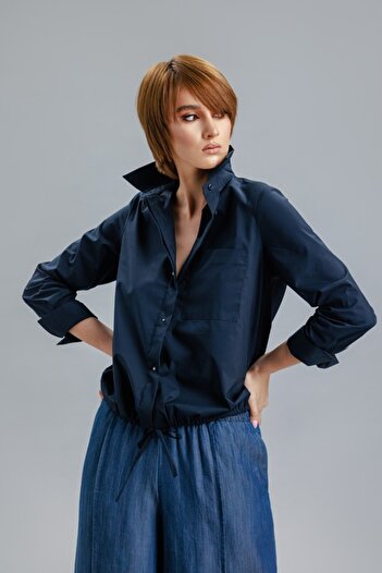 RVL Navy blue shirt with drawstring waist