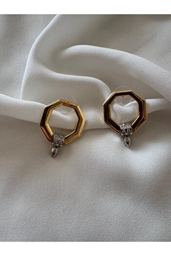 RİSE Octagon Model Zircon Stone Earrings