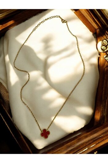 GLOW LUXE 316L Steel Red Color Stainless Stylish Design Necklace