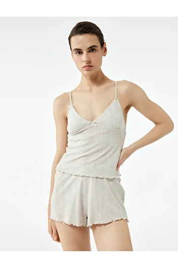 Koton Comfortable Fit Strap Crop Pajama Top