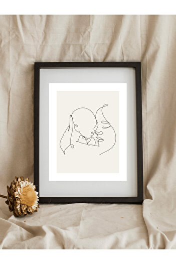 JESSE STORY Mother and Baby Minimalist Design Decorative Frameless Wall Painting (Poster)