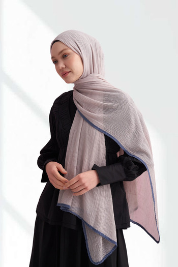 ARMANDA Muslin Piping Shawl Smoke