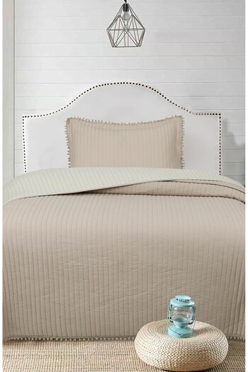 Bikaya Home Single 2 Piece Bedspread Set with Pompom - 180X240 cm