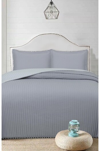 Bikaya Home Double 3 Piece Bedspread Set with Pompom -260X240 cm