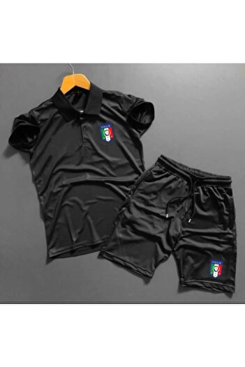 ByFourMan Σετ αθλητική φόρμα μαύρο ιταλικό εμπριμέ Scuba Polo γιακά
