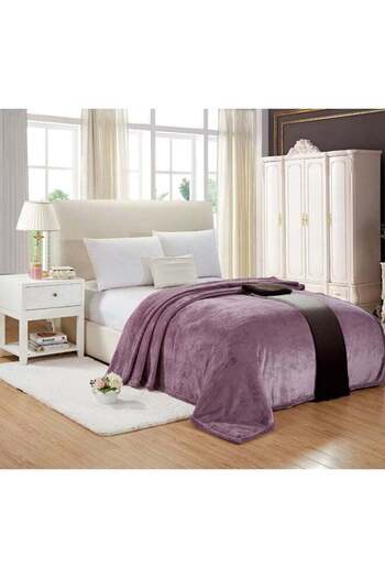 Generic Soft Faux Fur Bed Cover Light Purple King Size