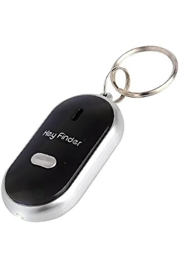 Retoo Key Locator Keychain Activated by Whistling - Sound and Light Signal, Black-Silver