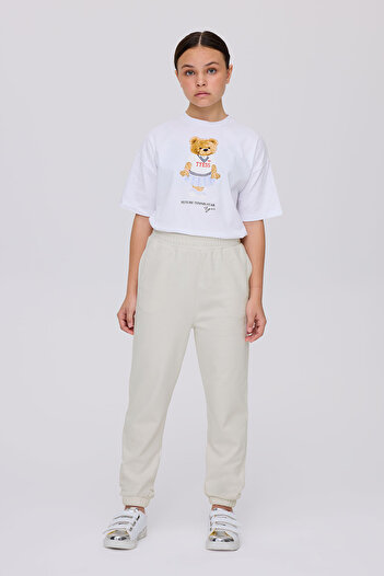 Tyess Girl Beige Tracksuit Bottom