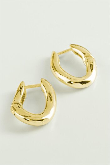 ZERO LAND Hn-Shop Oval Trend Metal Earrings-Yellow