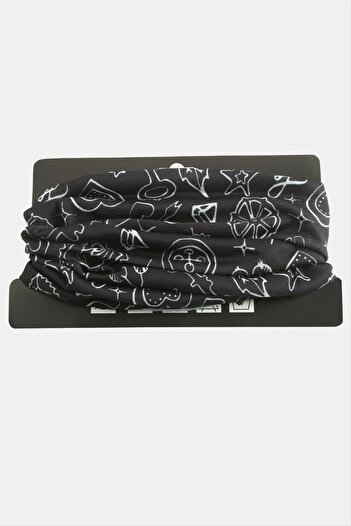 ZERO LAND Msa-Shop Mixed Patterned Baff Neck Collar-Black