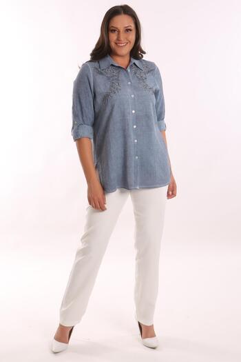 Metpoint Cămașă Trend42plus Plus Size Indigo Stone Printed Tie-Dye